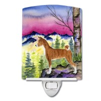 Carolines Treasures Ss8371Cnl Basenji Ceramic Night Light Compact Ulcertified Ideal For Bedroom Bathroom Nursery Hallway