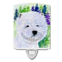 Carolines Treasures Ss8002Cnl Westie Ceramic Night Light Compact Ulcertified Ideal For Bedroom Bathroom Nursery Hallway