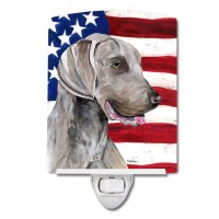 Carolines Treasures Sc9021Cnl Usa American Flag With Weimaraner Ceramic Night Light Compact Ulcertified Ideal For Bedroom B