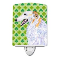 Carolines Treasures Ss4406Cnl Borzoi St Patricks Day Shamrock Portrait Ceramic Night Light Compact Ulcertified Ideal For B