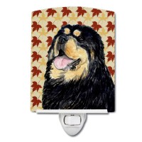 Carolines Treasures Ss4344Cnl Tibetan Mastiff Fall Leaves Portrait Ceramic Night Light Compact Ulcertified Ideal For Bedroom