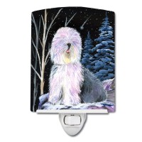 Carolines Treasures Ss8409Cnl Starry Night Old English Sheepdog Ceramic Night Light Compact Ulcertified Ideal For Bedroom B