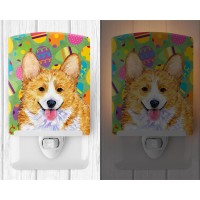 Carolines Treasures Ss4831Cnl Corgi Easter Eggtravaganza Ceramic Night Light Compact Ulcertified Ideal For Bedroom Bathroom