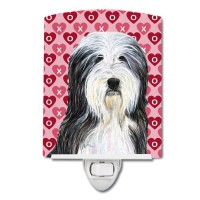 Carolines Treasures Ss4497Cnl Bearded Collie Hearts Love And Valentines Day Portrait Ceramic Night Light Compact Ulcertified