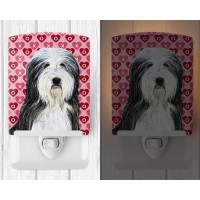 Carolines Treasures Ss4497Cnl Bearded Collie Hearts Love And Valentines Day Portrait Ceramic Night Light Compact Ulcertified