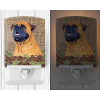 Carolines Treasures Ss4062Cnl Bullmastiff On Faux Burlap With Pine Cones Ceramic Night Light Compact Ulcertified Ideal For B