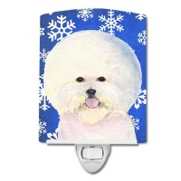 Carolines Treasures Ss4664Cnl Bichon Frise Winter Snowflakes Holiday Ceramic Night Light Compact Ulcertified Ideal For Bedro