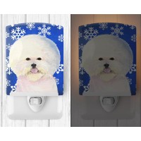 Carolines Treasures Ss4664Cnl Bichon Frise Winter Snowflakes Holiday Ceramic Night Light Compact Ulcertified Ideal For Bedro