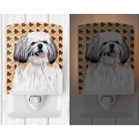 Carolines Treasures Sc9223Cnl Shih Tzu Fall Leaves Portrait Ceramic Night Light Compact Ulcertified Ideal For Bedroom Bathr