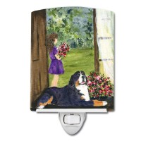 Carolines Treasures Ss8535Cnl Little Girl With Her Bernese Mountain Dog Ceramic Night Light Compact Ulcertified Ideal For Be