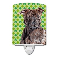 Carolines Treasures Sc9729Cnl Staffordshire Bull Terrier Staffie Lucky Shamrock St Patricks Day Ceramic Night Light Compact