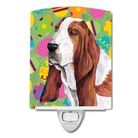 Carolines Treasures Sc9452Cnl Basset Hound Easter Eggtravaganza Ceramic Night Light Compact Ulcertified Ideal For Bedroom B