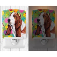 Carolines Treasures Sc9452Cnl Basset Hound Easter Eggtravaganza Ceramic Night Light Compact Ulcertified Ideal For Bedroom B