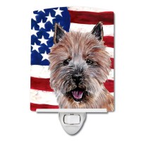 Carolines Treasures Sc9638Cnl Norwich Terrier With American Flag Usa Ceramic Night Light Compact Ulcertified Ideal For Bedro