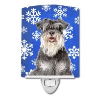 Carolines Treasures Kj1178Cnl Winter Snowflakes Holiday Schnauzer Ceramic Night Light Compact Ulcertified Ideal For Bedroom