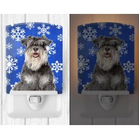 Carolines Treasures Kj1178Cnl Winter Snowflakes Holiday Schnauzer Ceramic Night Light Compact Ulcertified Ideal For Bedroom