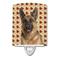 Carolines Treasures Kj1208Cnl Fall Leaves German Shepherd Ceramic Night Light Compact Ulcertified Ideal For Bedroom Bathroo