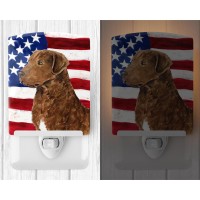 Carolines Treasures Ss4016Cnl Usa American Flag With Curly Coated Retriever Ceramic Night Light Compact Ulcertified Ideal Fo