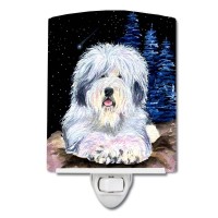 Carolines Treasures Ss8443Cnl Starry Night Old English Sheepdog Ceramic Night Light Compact Ulcertified Ideal For Bedroom B