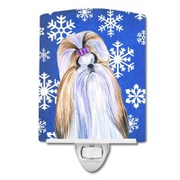 Carolines Treasures Ss4603Cnl Shih Tzu Winter Snowflakes Holiday Ceramic Night Light Compact Ulcertified Ideal For Bedroom