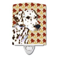 Carolines Treasures Ss4387Cnl Dalmatian Fall Leaves Portrait Ceramic Night Light Compact Ulcertified Ideal For Bedroom Bath