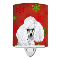 Carolines Treasures Sc9749Cnl White Toy Poodle Red Snowflakes Holiday Ceramic Night Light Compact Ulcertified Ideal For Bedr