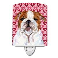 Carolines Treasures Ss4484Cnl Bulldog English Hearts Love Valentines Day Ceramic Night Light Compact Ulcertified Ideal For