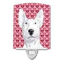 Carolines Treasures Sc9562Cnl Bull Terrier Hearts And Love Ceramic Night Light Compact Ulcertified Ideal For Bedroom Bathro