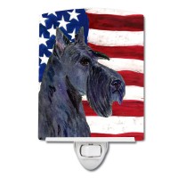 Carolines Treasures Ss4014Cnl Usa American Flag With Scottish Terrier Ceramic Night Light Compact Ulcertified Ideal For Bedr