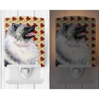 Carolines Treasures Ss4368Cnl Keeshond Fall Leaves Portrait Ceramic Night Light Compact Ulcertified Ideal For Bedroom Bathr