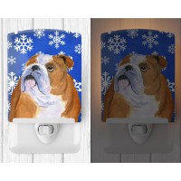 Carolines Treasures Ss4629Cnl Bulldog English Winter Snowflakes Holiday Ceramic Night Light Compact Ulcertified Ideal For Be