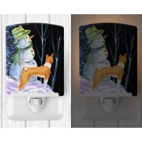 Carolines Treasures Ss8556Cnl Snowman With Basenji Ceramic Night Light Compact Ulcertified Ideal For Bedroom Bathroom Nurs