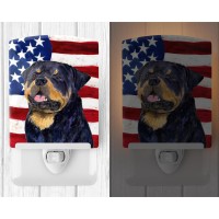 Carolines Treasures Ss4009Cnl Usa American Flag With Rottweiler Ceramic Night Light Compact Ulcertified Ideal For Bedroom B