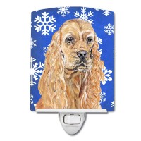 Carolines Treasures Sc9598Cnl Buff Cocker Spaniel Winter Snowflakes Ceramic Night Light Compact Ulcertified Ideal For Bedroo