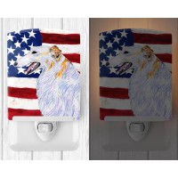 Carolines Treasures Ss4231Cnl Usa American Flag With Borzoi Ceramic Night Light Compact Ulcertified Ideal For Bedroom Bathr