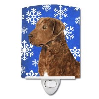 Carolines Treasures Ss4669Cnl Chesapeake Bay Retriever Winter Snowflakes Holiday Ceramic Night Light Compact Ulcertified Ide