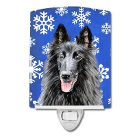 Carolines Treasures Sc9398Cnl Belgian Sheepdog Winter Snowflakes Holiday Ceramic Night Light Compact Ulcertified Ideal For B