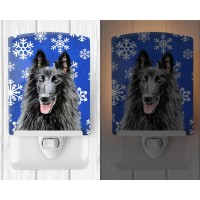 Carolines Treasures Sc9398Cnl Belgian Sheepdog Winter Snowflakes Holiday Ceramic Night Light Compact Ulcertified Ideal For B