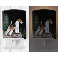 Carolines Treasures Ss8500Cnl Starry Night Fox Terrier Ceramic Night Light Compact Ulcertified Ideal For Bedroom Bathroom