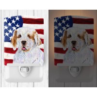 Carolines Treasures Ss4027Cnl Usa American Flag With Clumber Spaniel Ceramic Night Light Compact Ulcertified Ideal For Bedro