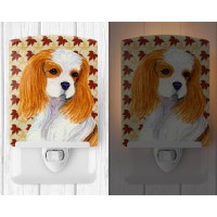 Carolines Treasures Ss4329Cnl Cavalier Spaniel Fall Leaves Portrait Ceramic Night Light Compact Ulcertified Ideal For Bedroo