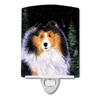 Carolines Treasures Ss8491Cnl Starry Night Collie Ceramic Night Light Compact Ulcertified Ideal For Bedroom Bathroom Nurse