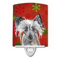 Carolines Treasures Sc9592Cnl Chinese Crested Red Snowflakes Holiday Ceramic Night Light Compact Ulcertified Ideal For Bedro