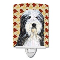 Carolines Treasures Ss4359Cnl Bearded Collie Fall Leaves Portrait Ceramic Night Light Compact Ulcertified Ideal For Bedroom