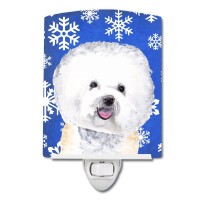 Carolines Treasures Sc9362Cnl Bichon Frise Winter Snowflakes Holiday Ceramic Night Light Compact Ulcertified Ideal For Bedro