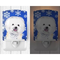 Carolines Treasures Sc9362Cnl Bichon Frise Winter Snowflakes Holiday Ceramic Night Light Compact Ulcertified Ideal For Bedro