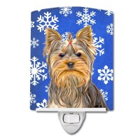 Carolines Treasures Kj1177Cnl Winter Snowflakes Holiday Yorkieyorkshire Terrier Ceramic Night Light Compact Ulcertified Ide