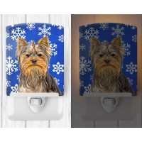 Carolines Treasures Kj1177Cnl Winter Snowflakes Holiday Yorkieyorkshire Terrier Ceramic Night Light Compact Ulcertified Ide