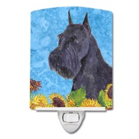 Carolines Treasures Ss4156Cnl Schnauzer In Summer Flowers Ceramic Night Light Compact Ulcertified Ideal For Bedroom Bathroo