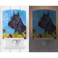 Carolines Treasures Ss4156Cnl Schnauzer In Summer Flowers Ceramic Night Light Compact Ulcertified Ideal For Bedroom Bathroo